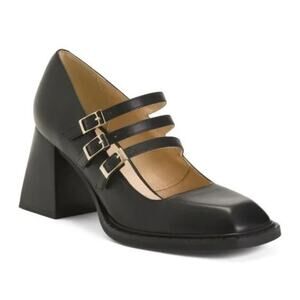 Ana Palma Square Toe Mary janes Heeled Sandals Pumps Black Women's Size 37 / 6.5